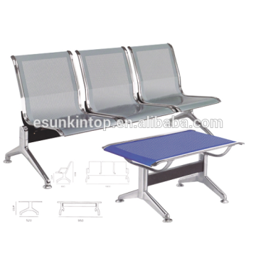 Cadeiras de três assentos sem apoio de braços para uso comercial, para escritório / hospital, braço de alumínio e acabamento de pernas (KS3T-3)
